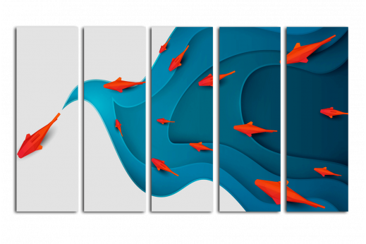 Модульная картина Бумажные рыбки